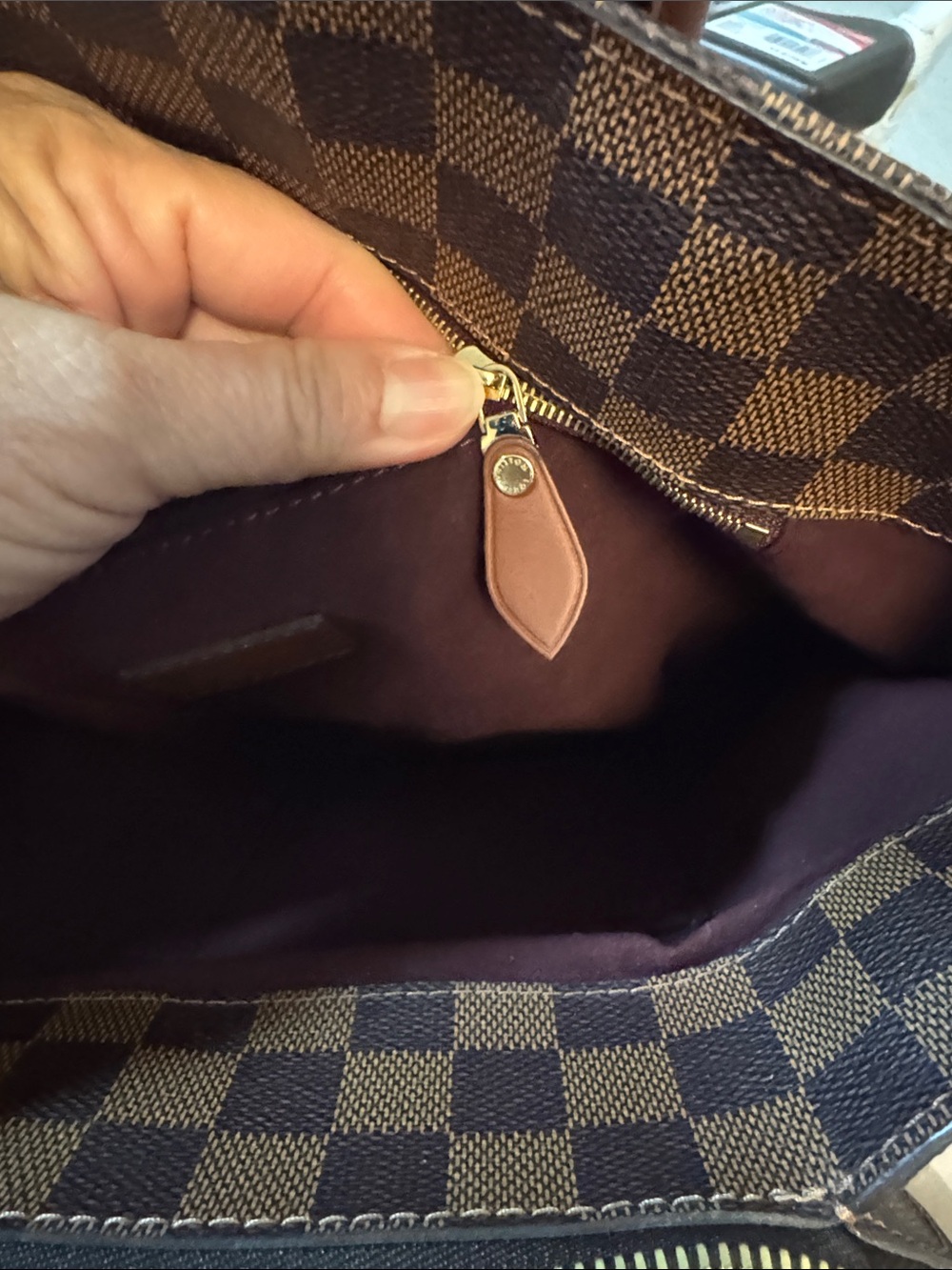 Louis Vuitton Brown Checkered Tote with Tan Handles - Picture 9 of 9